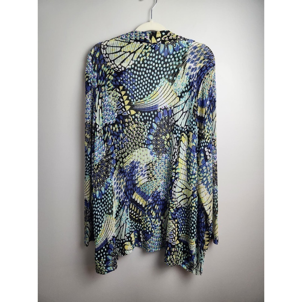 Maggie Barnes open cardigan artsy lagenlook sz 2X stretchy long sleeve colorful - Picture 4 of 6